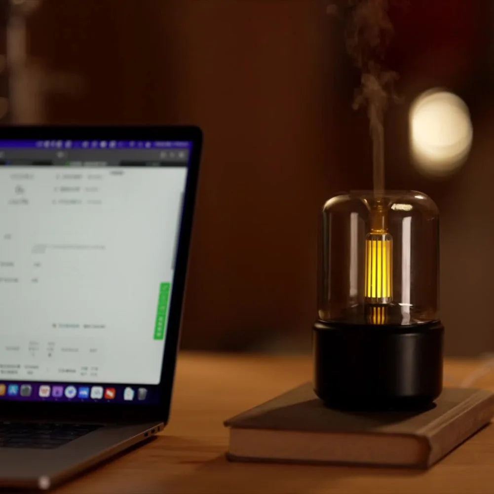 Modern Işıklı Aromaterapi Difüzörü - Soğuk Buhar Nemlendirici (Ultrasonik Teknoloji)